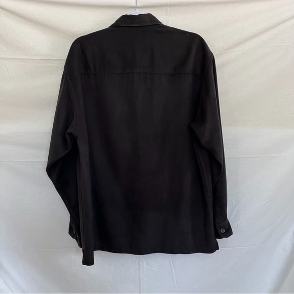 Claiborne Faux Suede Black Button Down Size Large Long Sleeve Shirt - Picture 3 of 7